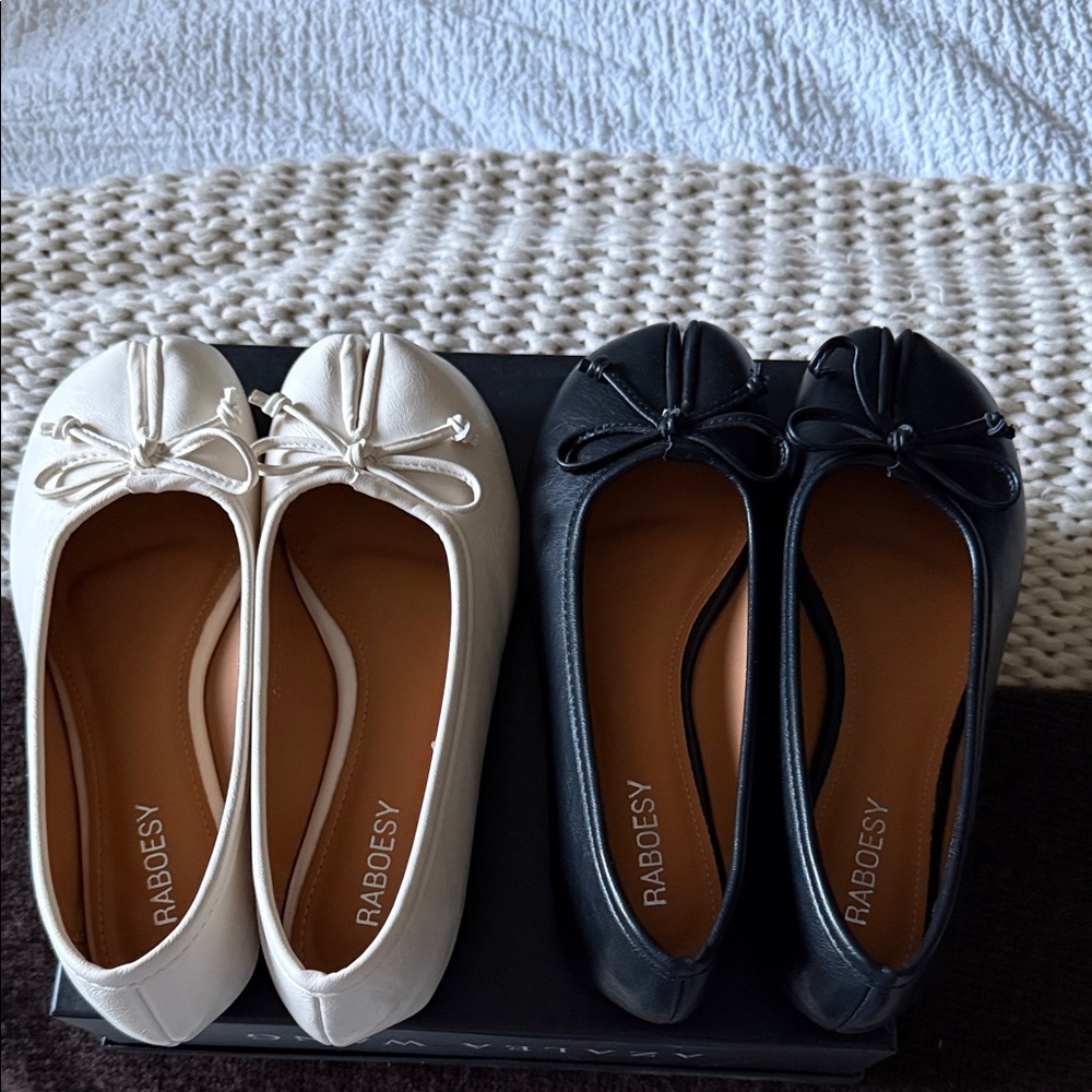 Women's Tabi Duo Black and Cream Flats